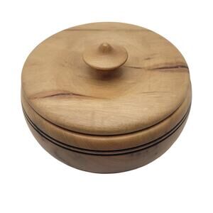 Vintage Myrtlewood Turned Solid Wood Bowl Candy Coin Dish Finial Gift MCM Retro